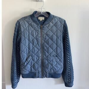 Cloth and Stone - Womens Quilted Chambray Bomber Jacket (XS)